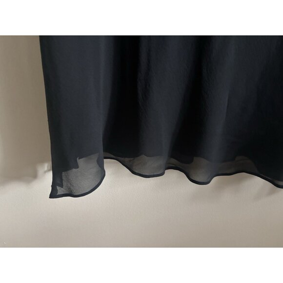 Y2k Express Black Chiffon Silk Full Skirt Lined Lettuce Hem Slit Medium - Picture 2 of 10